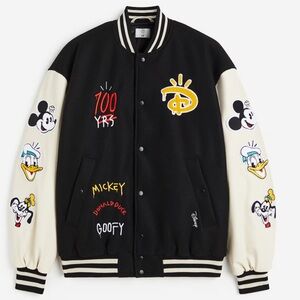 Disney100 X H&M Varsity Jacket SZ M Features: Mickey, Goofy, Donald